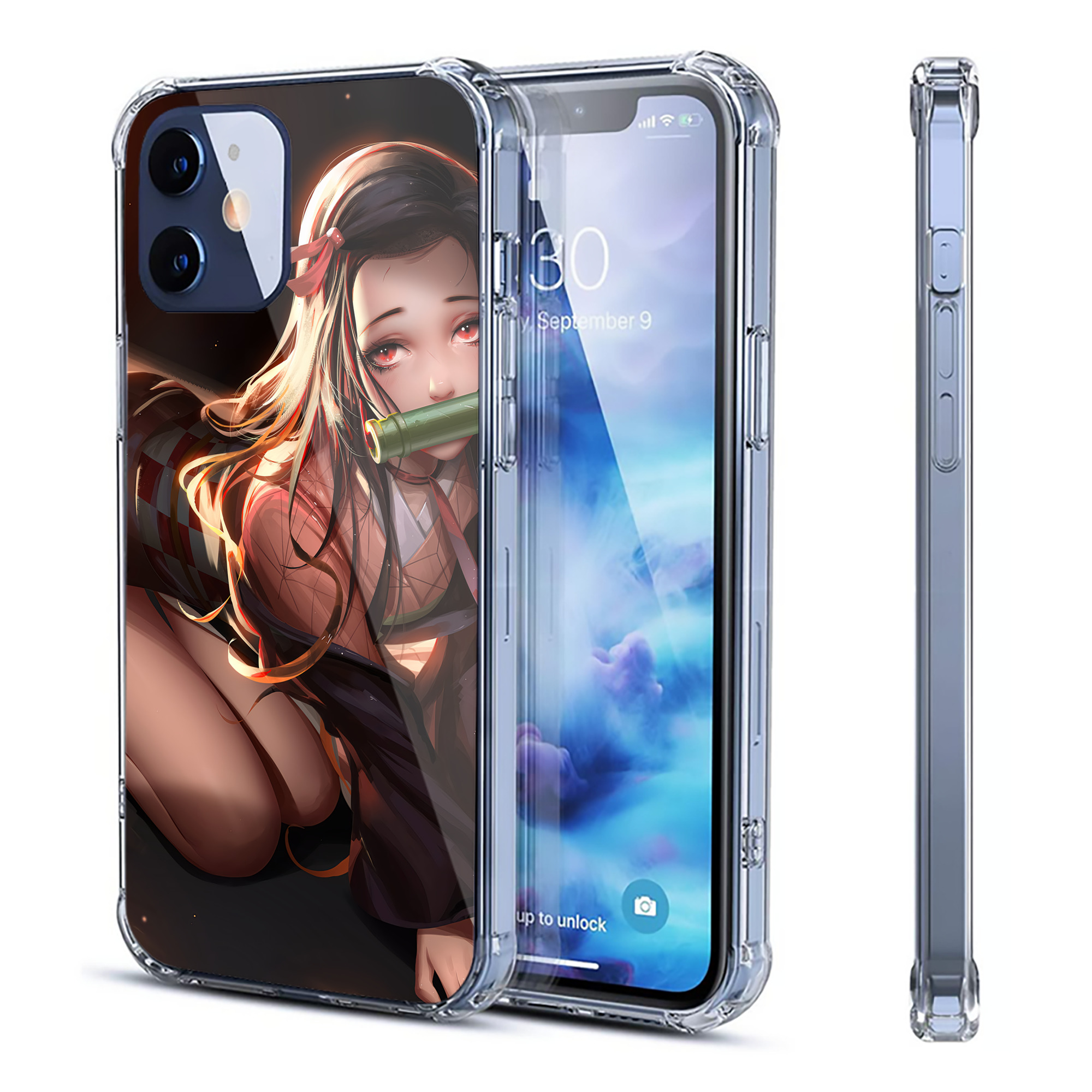 （画像用） 鬼滅の刃（きめつのやいば）竈門 禰󠄀豆子／かまど ねずこ Kamado Nezuko 【iPhone 12シリーズ対応】透明スマホケース（クリアソフトケース）